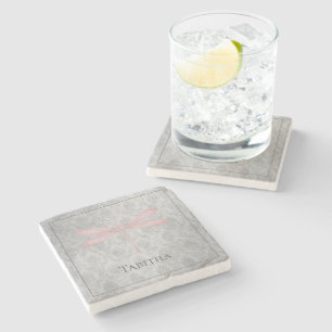 Porta-copo De Pedra Dragonfly Damask Rosa