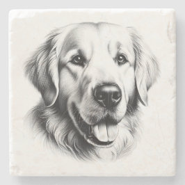 Porta-copo De Pedra Drawing Golden Retriever