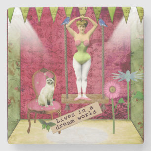 Porta-copo De Pedra Dream World Vintage Funky Ballerina Altered Art
