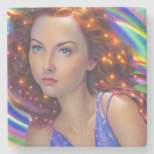 Porta-copo De Pedra DreamGirl com Luzes Arco-Íris (Frente)