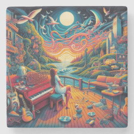 Porta-copo De Pedra Dreamy Riverfront Harmony