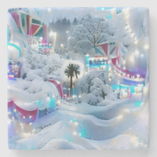 Porta-copo De Pedra Dreamy Winter Wonderland Lights