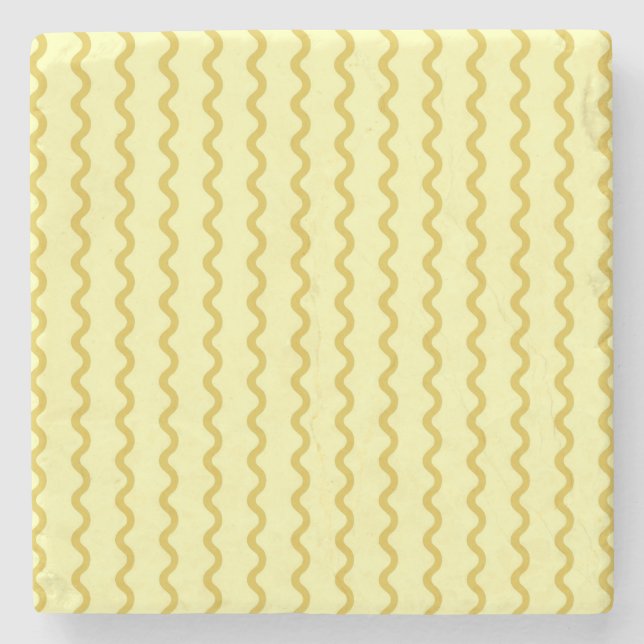 Porta-copo De Pedra Drinkware Moderno Mínimo de Stripe de Onda Amarelo (Frente)