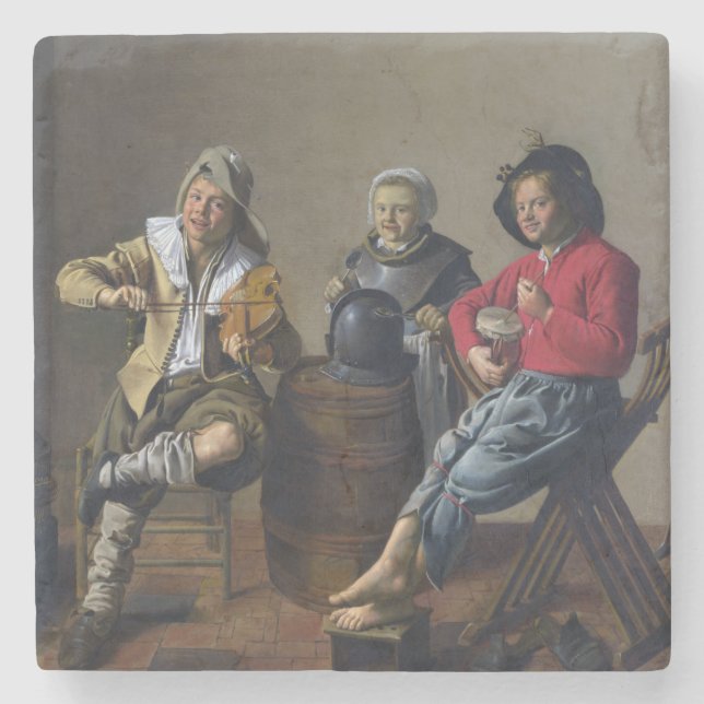 Porta-copo De Pedra Duas Meninas e uma Música de Fazer Rapariga (Músic (Frente)