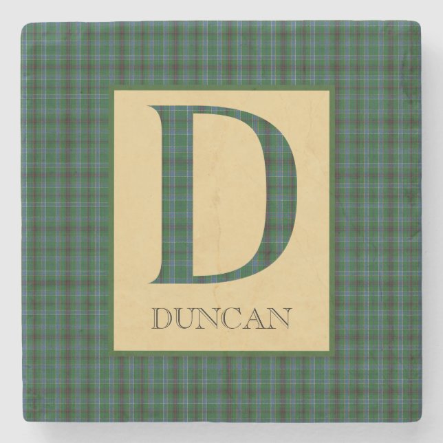 Porta-copo De Pedra Duncan Tartan Monograma D  (Frente)