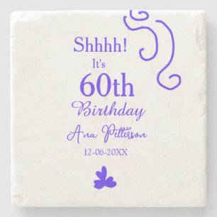 Porta-copo De Pedra É 60º aniversário adicionar nome roxo espanhol r