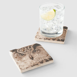 Porta-copo De Pedra Eagle Owl, Eurasian Eagle, porta copos de aquarela