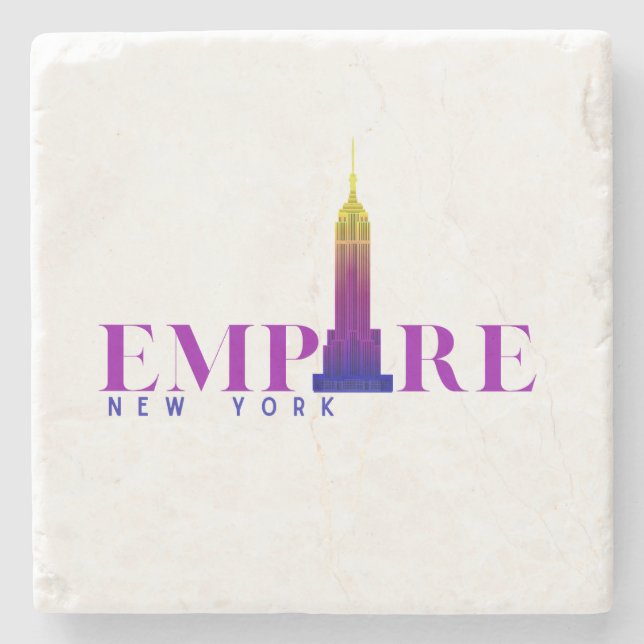 Porta-copo De Pedra Edifício Empire State-Nova York-Roxo Vibrante- (Frente)