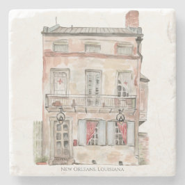 Porta-copo De Pedra Edifício Histórico Nova Orleans Aquarela