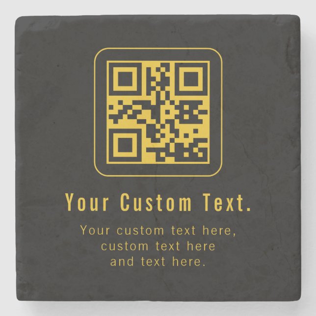 Porta-copo De Pedra Editable QR Code & Text Template | Black & Gold (Frente)