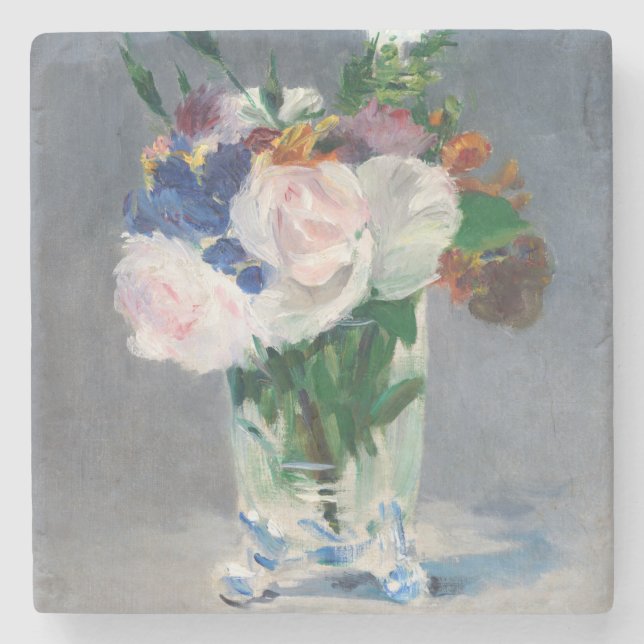 Porta-copo De Pedra Edouard Manet - Flores em um Vaso de Cristal (Frente)