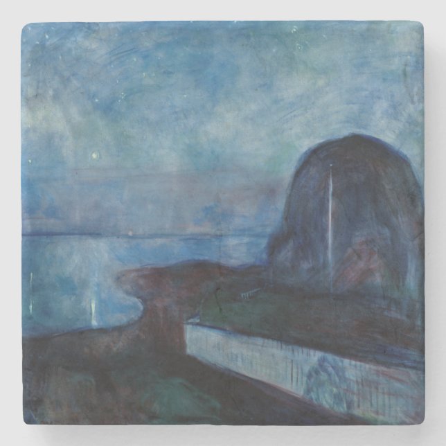 Porta-copo De Pedra Edvard Munch - Starry Night 1893 (Frente)