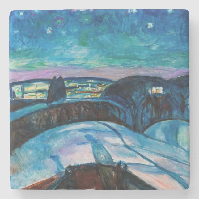 Porta-copo De Pedra Edvard Munch - Starry Night 1922 (Frente)