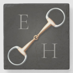 Porta-copo De Pedra Eggbutt Snaffle Bit Monogramed Equestrian