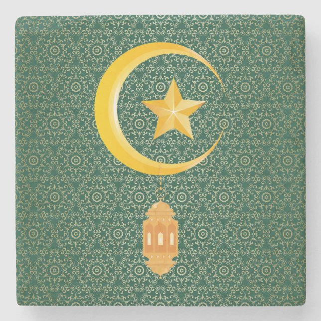 Porta-copo De Pedra Eid al Fitr Mubarak Ramadan Kareem Moon Star (Frente)