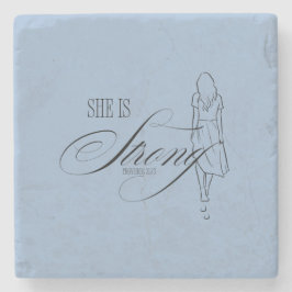 Porta-copo De Pedra Ela é Forte Proverbs 31:25