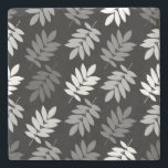Porta-copo De Pedra Elder Leaf Pattern Black White Grey<br><div class="desc">Elder tree leaf silhouette in a surface pattern design with grey and white detail on a black background.</div>
