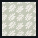 Porta-copo De Pedra Elder Leaf Pattern White on Green<br><div class="desc">Rustic Elder tree leaf silhouette in a surface pattern design with white detail on a green background.</div>