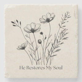 Porta-copo De Pedra Ele Restaura Minha Alma Design Minimalista