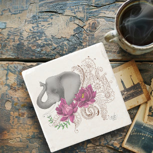 Porta-copo De Pedra Elefante e Henna