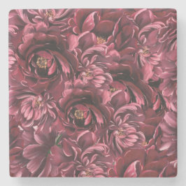 Porta-copo De Pedra Elegância da Flor Burgundy