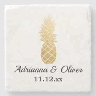 Porta-copo De Pedra Elegância tropical   Casamento de ananás