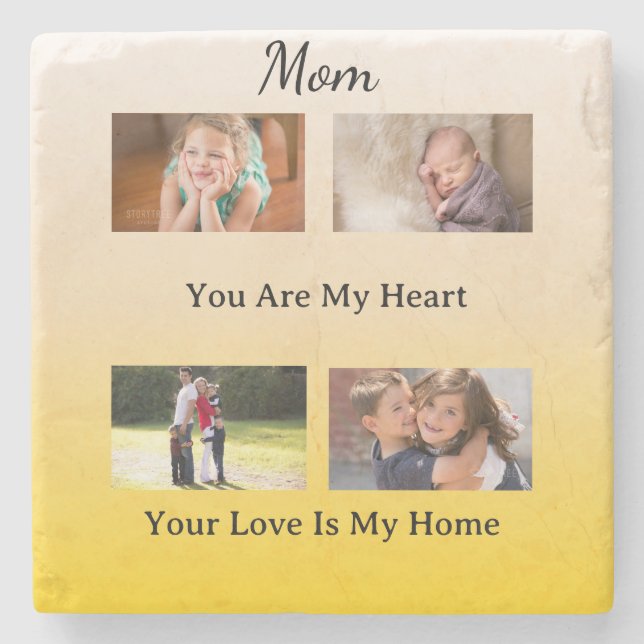 Porta-copo De Pedra Elegant Memory - Mom, Your Love is Home (Frente)