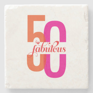 Porta-copo De Pedra Elegante Cinquenta & Fabuloso Aniversário de 50 an