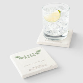 Porta-copo De Pedra Elegante Green Leaf Company Name Stone Porta copos