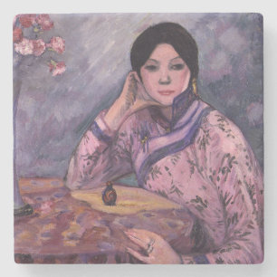 Porta-copo De Pedra Elegante japonesa com uma garrafa de perfumaria