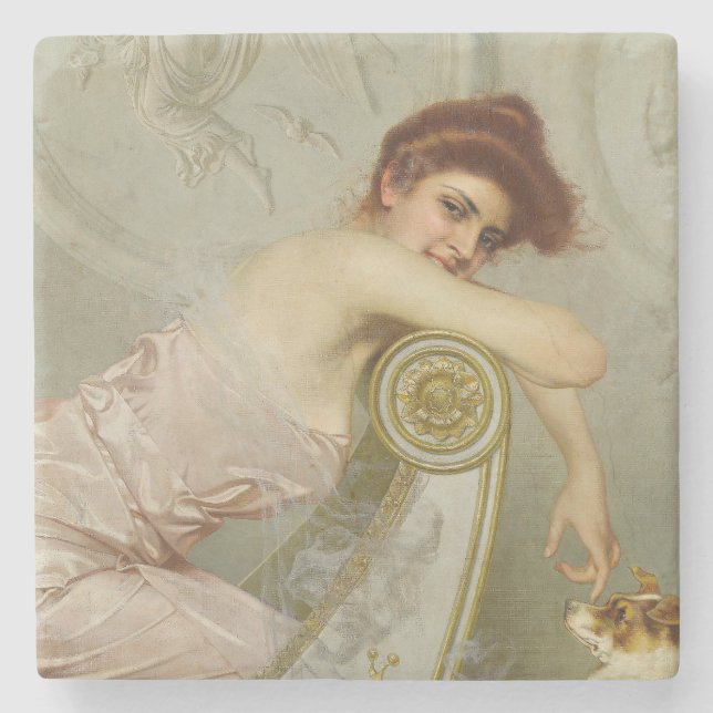 Porta-copo De Pedra Elegante Jovem Atropelando Seu Cachorro (Frente)