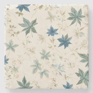 Porta-copo De Pedra Elegante Maple Vintage Deixa Padrão Floral