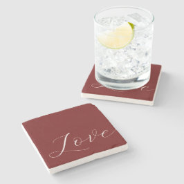 Porta-copo De Pedra Elegante Red White Love