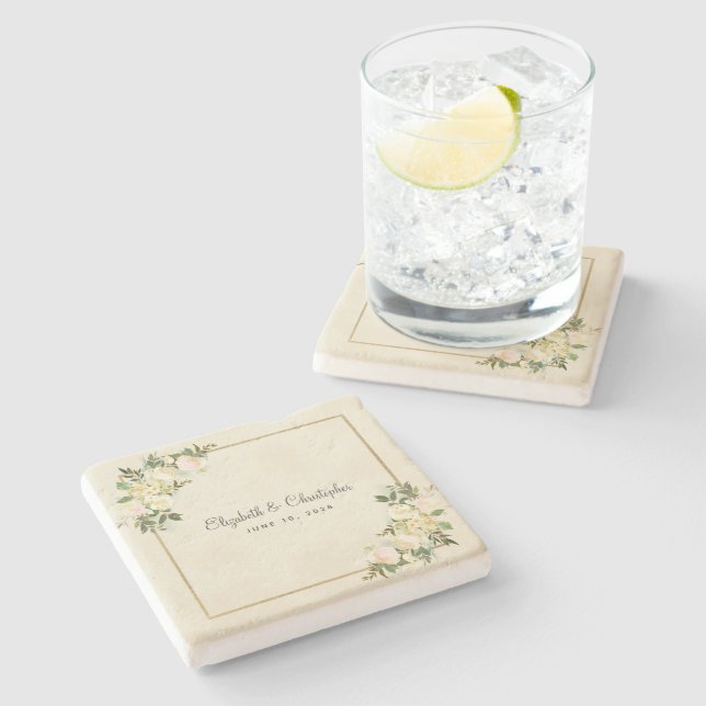 Porta-copo De Pedra Elegante Rosa Metálico Dourado Eggshell (Lateral)