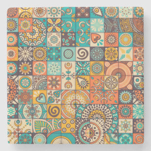 Porta-copo De Pedra Elementos Decorativos: Padrão Vintage Desenhado à