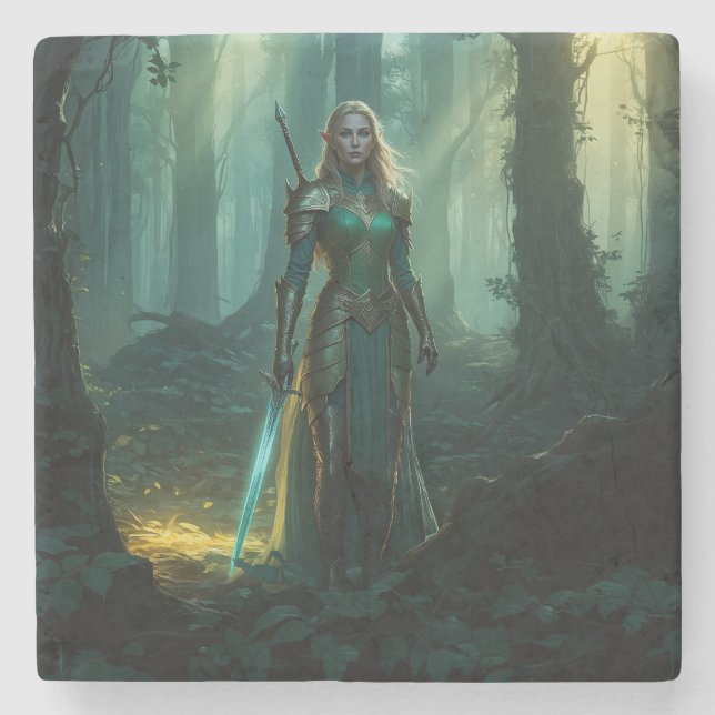 Porta-copo De Pedra Elfo Guardião do Reino Encantado (Frente)