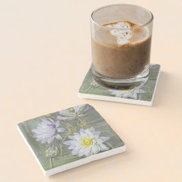 Porta-copo De Pedra Ellis Rowan Blue Water Lily Vintage Flowers