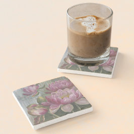 Porta-copo De Pedra Ellis Rowan Pink Water Lily Vintage Flowers