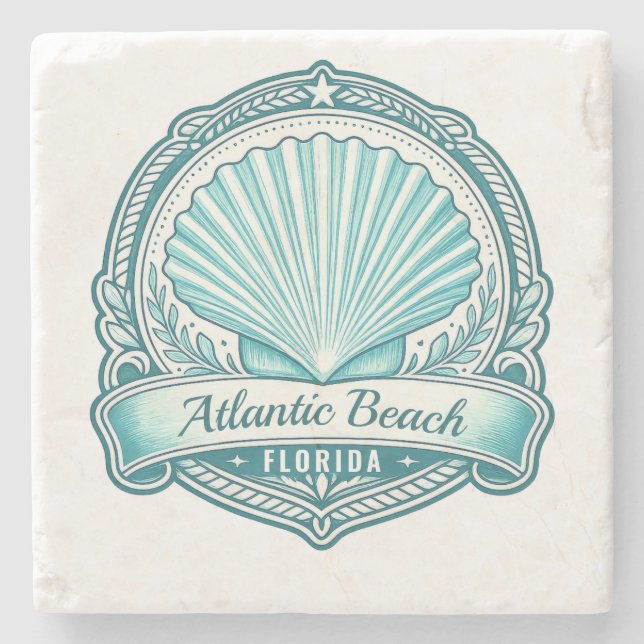 Porta-copo De Pedra Emblema Costeiro de Atlantic Beach FL (Frente)