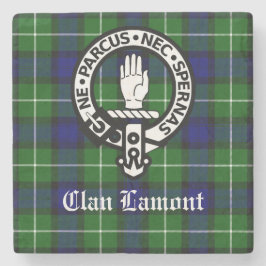 Porta-copo De Pedra Emblema da Crista e Tartan do Clã Escocês Lamont