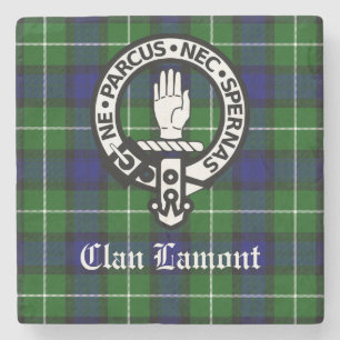 Porta-copo De Pedra Emblema da Crista e Tartan do Clã Escocês Lamont