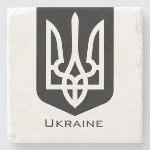 Porta-copo De Pedra Emblema Gráfico Contemporâneo Tryzub da Ucrânia