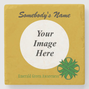 Porta-copo De Pedra Emerald Green Clover Ribbon por Kenneth Yoncich