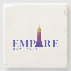 Porta-copo De Pedra Empire State Building-Nova York-Azul Vibrante-