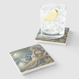 Porta-copo De Pedra Encantamento Luar na Floresta Mística