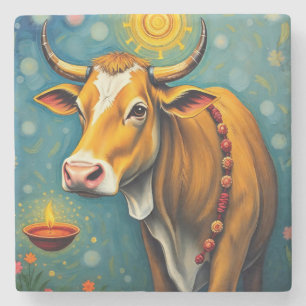 Porta-copo De Pedra Ênfase da Mesa Sagrada de Vaca Diwali