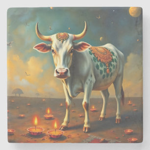 Porta-copo De Pedra Ênfase da Mesa Sagrada de Vaca Diwali