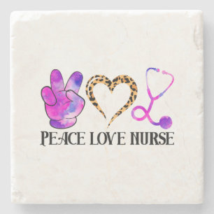 Porta-copo De Pedra Enfermeira do Amor pela Paz - Design de Enfermeira