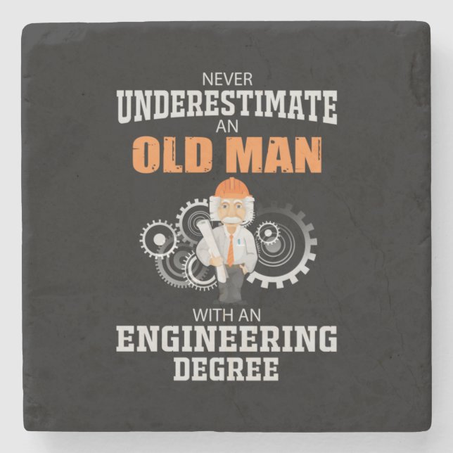 Porta-copo De Pedra Engenheiro Homem Velho Com Um Diploma De Engenhari (Frente)