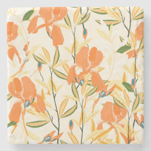 Porta-copo De Pedra Erris de laranja: padrão floral uniforme